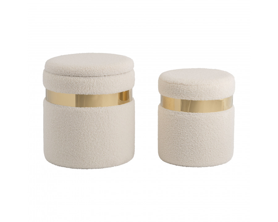 Sagebrook Belted Boucle Storage Ottomans (Set Of 2) - Ivory