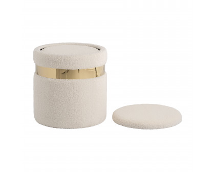 Sagebrook Belted Boucle Storage Ottomans (Set Of 2) - Ivory