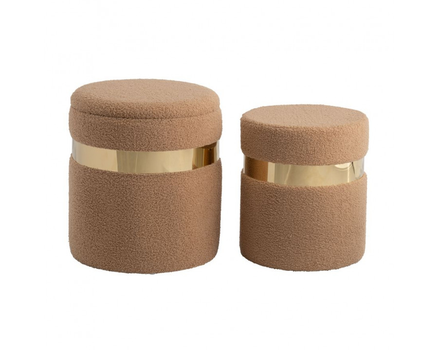 Sagebrook Belted Boucle Storage Ottomans (Set Of 2) - Nutshel