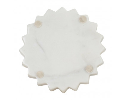 Sagebrook - 5"x5" Marble Flower Trinket Tray in White