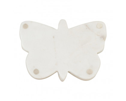 Sagebrook - 7"x5" Marble Butterfly Trinket Tray in White