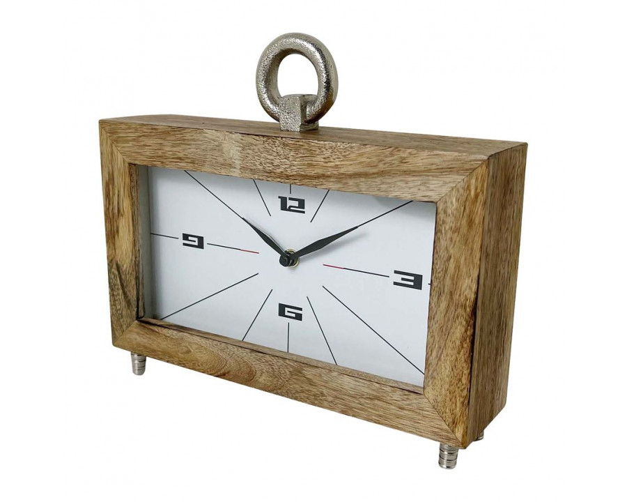 Sagebrook - 10" Wood Mod Rectangle Table Clock in Brown