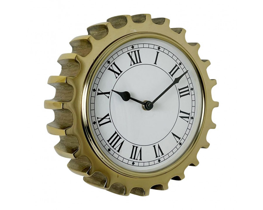 Sagebrook - 8" Metal Gear Table Clock in Gold