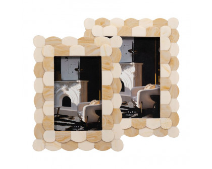 Sagebrook 4"x6" Resin 2-tone Scalloped Photo Frame - Ivory