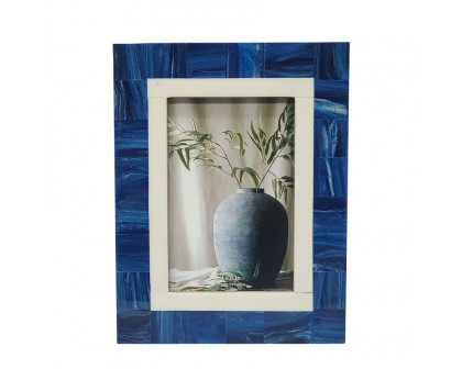 Sagebrook 4"x6" Resin Navy & White Border Photo Frame