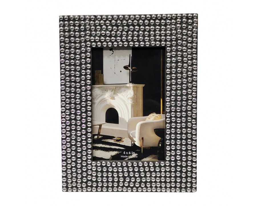 Sagebrook 4"x6" Resin Studded Photo Frame - Silver/Black