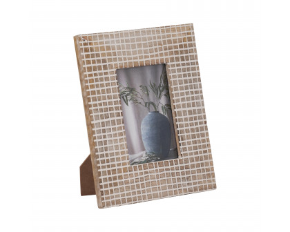 Sagebrook 4"x6" Wood Crossings Photo Frame - Natural/White