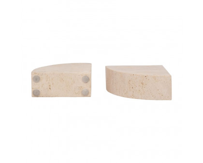 Sagebrook - 5" Travertine Half Dome Bookends (Set Of 2) in Tan