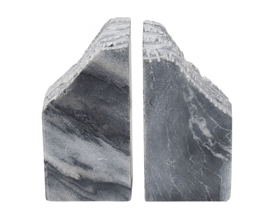 Sagebrook - 7" Marble Live Edge Bookends (Set Of 2) in Black