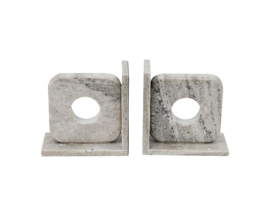 Sagebrook 6" Marble Cut Out Square Bookends (Set Of 2) - Tan