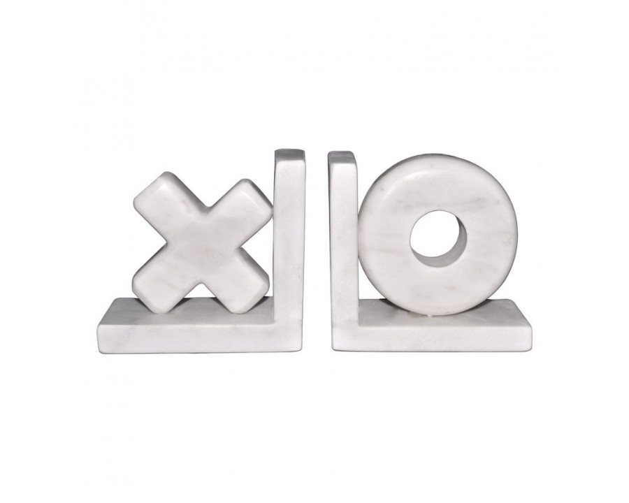 Sagebrook - 5" Marble X & O Bookends (Set Of 2) in White