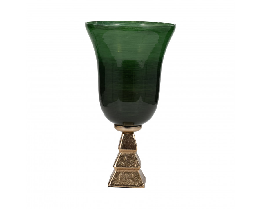 Sagebrook 15" Glass 5th Ave Vase On Stand - Green/Gold