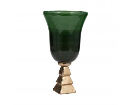 Sagebrook 15" Glass 5th Ave Vase On Stand - Green/Gold