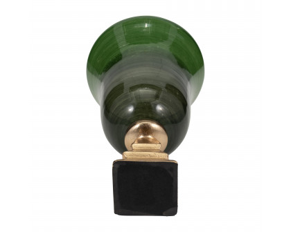 Sagebrook 15" Glass 5th Ave Vase On Stand - Green/Gold