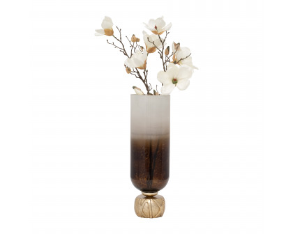 Sagebrook 19" Glass Ombre Candle Holder On Base - Ivory/Gold