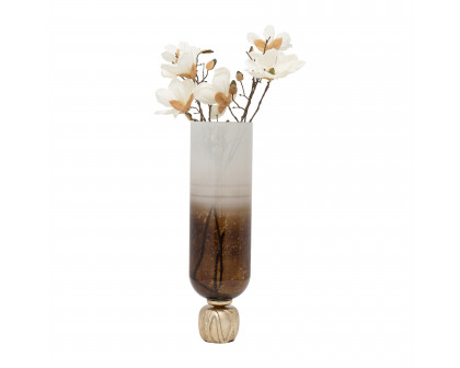 Sagebrook 22" Glass Ombre Candle Holder On Base - Ivory/Gold