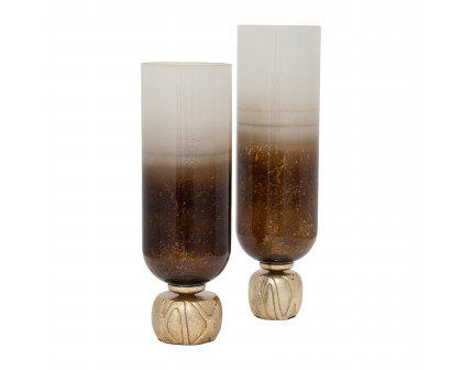 Sagebrook 22" Glass Ombre Candle Holder On Base - Ivory/Gold