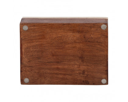 Sagebrook - 7" Travertine Box With Wood Base in Natural