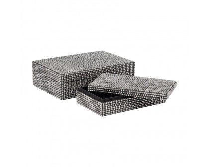 Sagebrook - 10"/12" Metal Studded Boxes (Set Of 2) in Silver/Black