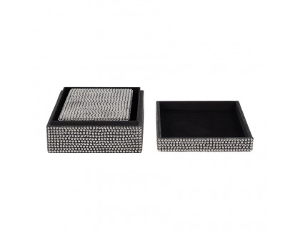 Sagebrook - 10"/12" Metal Studded Boxes (Set Of 2) in Silver/Black