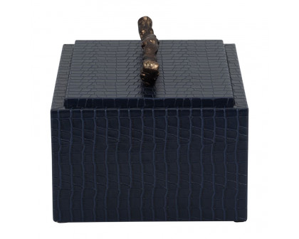 Sagebrook - 10" Faux Leather Copenhagen Box in Navy