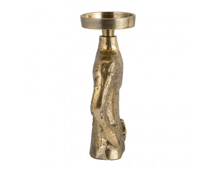 Sagebrook 9" Metal Hands On Hip Pillar Candle Holder - Gold