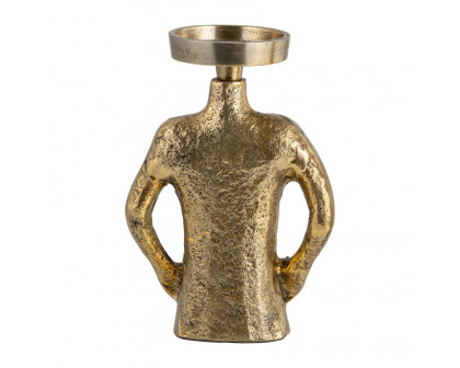 Sagebrook 9" Metal Hands On Hip Pillar Candle Holder - Gold