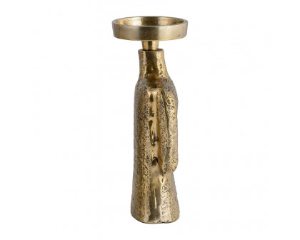 Sagebrook 9" Metal Crossed Arms Pillar Candle Holder - Gold