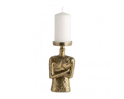 Sagebrook 9" Metal Crossed Arms Pillar Candle Holder - Gold