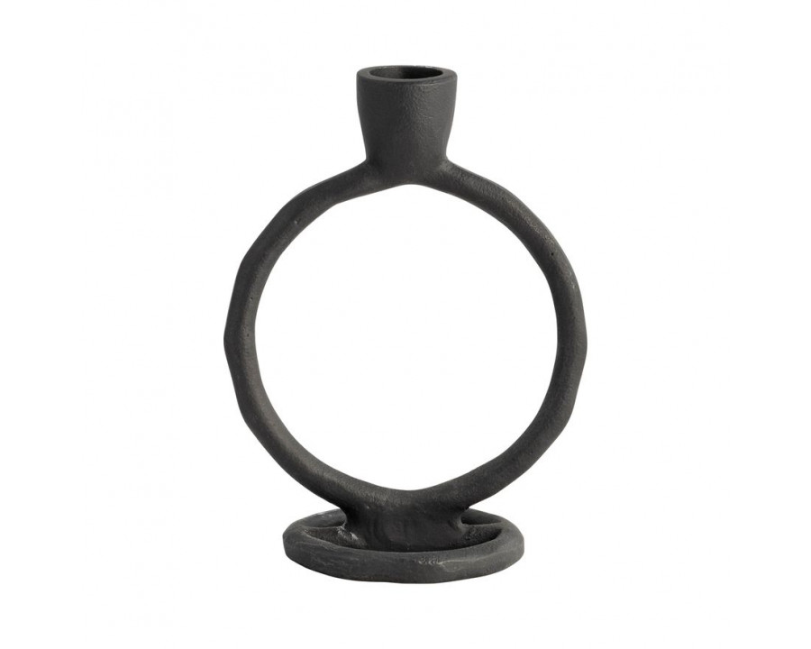 Sagebrook 6" Metal Round Ring Taper Candle Holder - Black