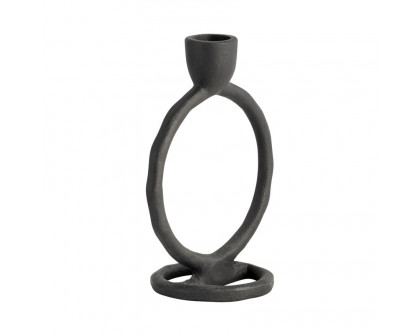 Sagebrook 6" Metal Round Ring Taper Candle Holder - Black