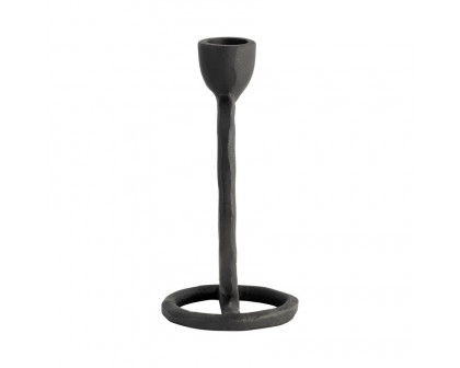 Sagebrook 6" Metal Round Ring Taper Candle Holder - Black