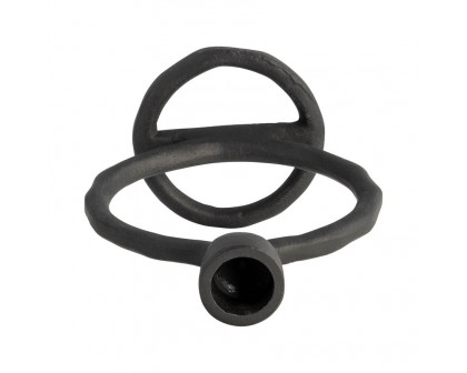 Sagebrook 6" Metal Round Ring Taper Candle Holder - Black