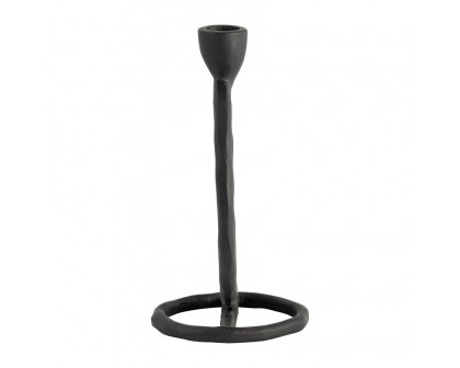 Sagebrook 8" Metal Round Ring Taper Candle Holder - Black