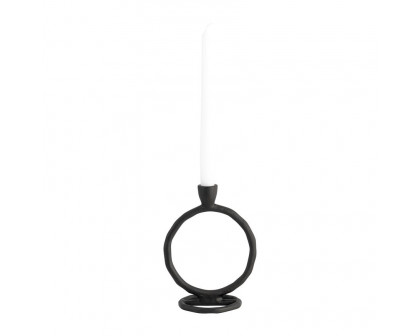 Sagebrook 8" Metal Round Ring Taper Candle Holder - Black