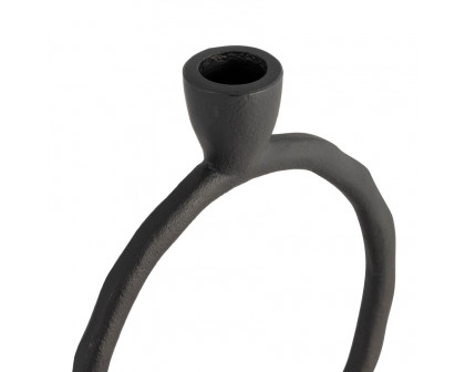 Sagebrook 8" Metal Round Ring Taper Candle Holder - Black