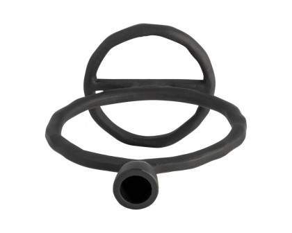 Sagebrook 8" Metal Round Ring Taper Candle Holder - Black