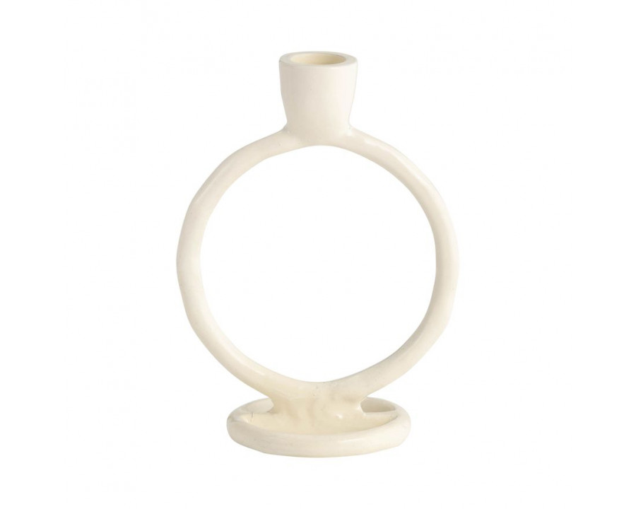 Sagebrook 6" Metal Round Ring Taper Candle Holder - Cotton