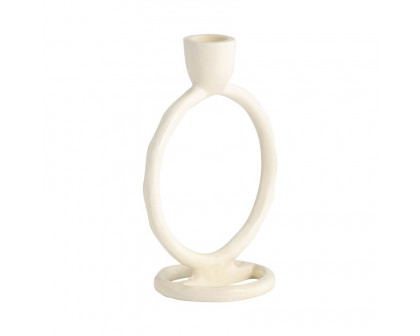 Sagebrook 6" Metal Round Ring Taper Candle Holder - Cotton