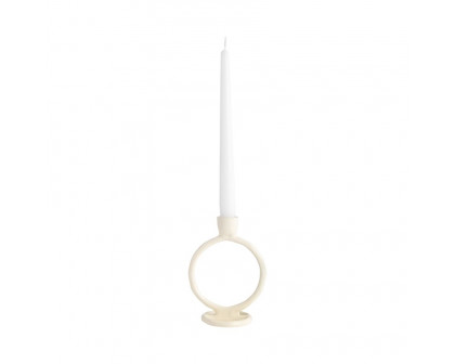 Sagebrook 6" Metal Round Ring Taper Candle Holder - Cotton