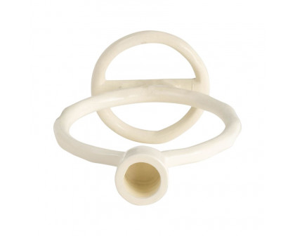 Sagebrook 6" Metal Round Ring Taper Candle Holder - Cotton