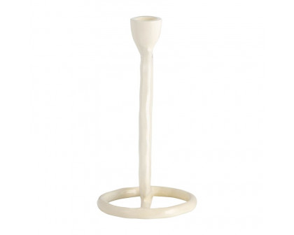 Sagebrook 8" Metal Round Ring Taper Candle Holder - Cotton