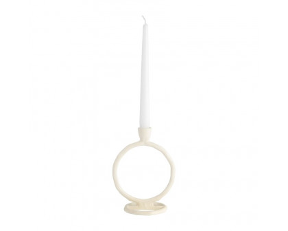 Sagebrook 8" Metal Round Ring Taper Candle Holder - Cotton