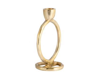 Sagebrook 6" Metal Round Ring Taper Candle Holder - Gold