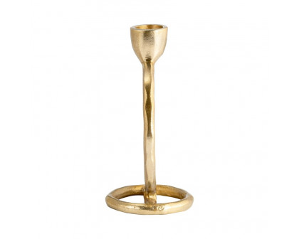 Sagebrook 6" Metal Round Ring Taper Candle Holder - Gold