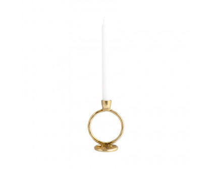 Sagebrook 6" Metal Round Ring Taper Candle Holder - Gold