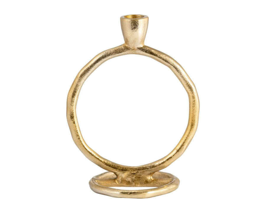 Sagebrook 8" Metal Round Ring Taper Candle Holder - Gold