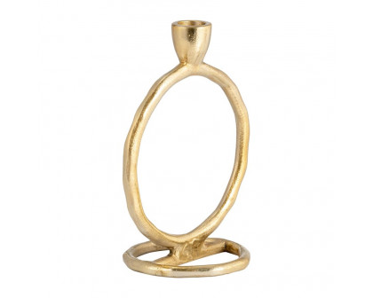 Sagebrook 8" Metal Round Ring Taper Candle Holder - Gold