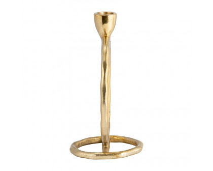 Sagebrook 8" Metal Round Ring Taper Candle Holder - Gold