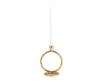 Sagebrook 8" Metal Round Ring Taper Candle Holder - Gold